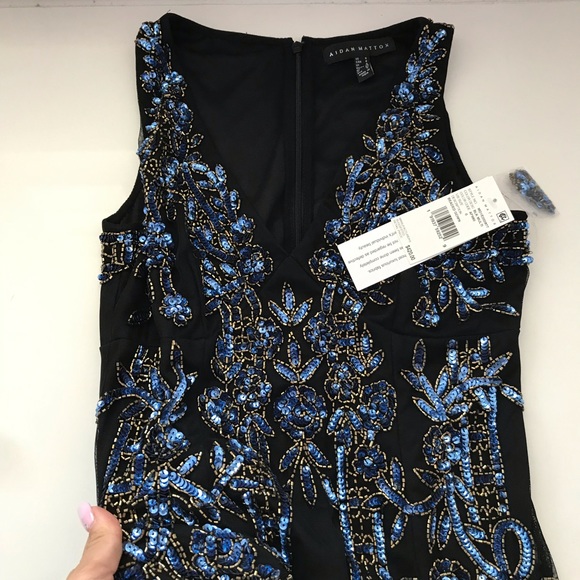 AIDAN MATTOX BEADED SLEEVELESS EVENING DRESS - Picture 6 of 8